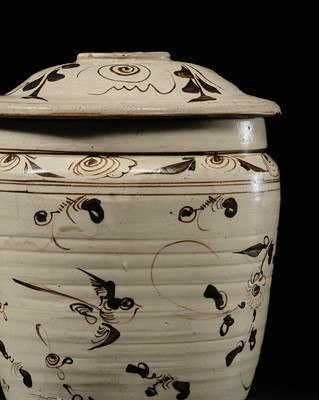 Lot 506 - A CIZHOU PAINTED ‘BIRDS AND FLOWERS’ JAR, JIN DYNASTY
