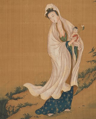 Lot 565 - ‘GUANYIN AND CHILD’, QING DYNASTY, CHINA, 19TH CENTURY