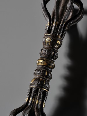 Lot 1 - A LARGE PARCEL-GILT IRON VAJRA, TIBET, 12TH-13TH CENTURY