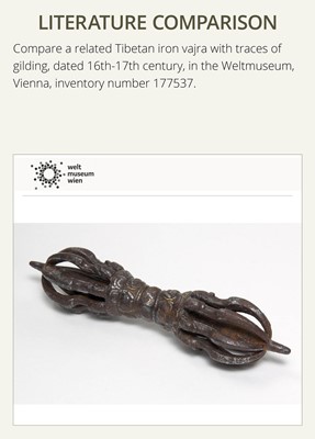 Lot 1 - A LARGE PARCEL-GILT IRON VAJRA, TIBET, 12TH-13TH CENTURY