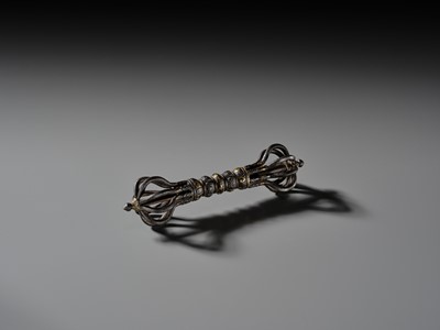 Lot 1 - A LARGE PARCEL-GILT IRON VAJRA, TIBET, 12TH-13TH CENTURY