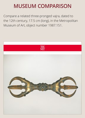 AN INLAID THREE-PRONGED GILT-BRONZE VAJRA (SANKOSHO)