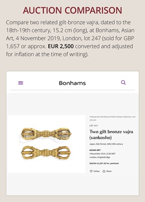 AN INLAID THREE-PRONGED GILT-BRONZE VAJRA (SANKOSHO)