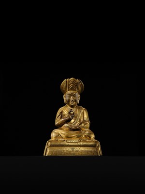 Lot 26 - A GILT COPPER ALLOY FIGURE OF ROLPAI DORJE, THE THIRD CHANGKYA HUTUKTU, QIANLONG PERIOD