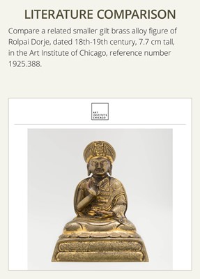 Lot 26 - A GILT COPPER ALLOY FIGURE OF ROLPAI DORJE, THE THIRD CHANGKYA HUTUKTU, QIANLONG PERIOD