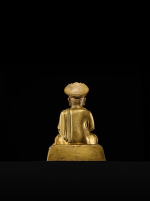 Lot 26 - A GILT COPPER ALLOY FIGURE OF ROLPAI DORJE, THE THIRD CHANGKYA HUTUKTU, QIANLONG PERIOD