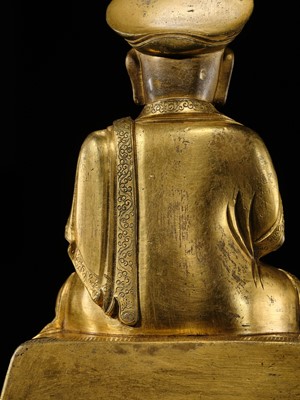 Lot 26 - A GILT COPPER ALLOY FIGURE OF ROLPAI DORJE, THE THIRD CHANGKYA HUTUKTU, QIANLONG PERIOD