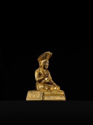 Lot 26 - A GILT COPPER ALLOY FIGURE OF ROLPAI DORJE, THE THIRD CHANGKYA HUTUKTU, QIANLONG PERIOD