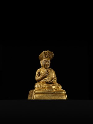 Lot 26 - A GILT COPPER ALLOY FIGURE OF ROLPAI DORJE, THE THIRD CHANGKYA HUTUKTU, QIANLONG PERIOD