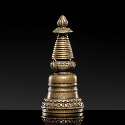 Lot 270 - A BRONZE STUPA, TIBET, KADAMPA STYLE, CIRCA 13TH CENTURY