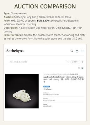 A RETICULATED ‘CHILONG AND FINGER CITRON’ CELADON JADE PENDANT, QING DYNASTY