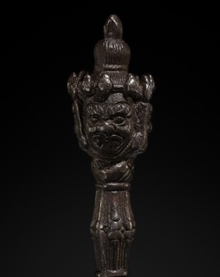 Lot 3 - AN IRON VAJRAKILA PHURBA, TIBET, 14TH CENTURY