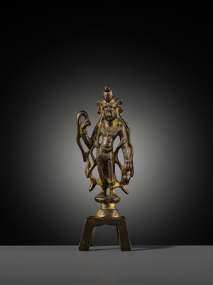 Lot 52 - A GILT-BRONZE FIGURE OF WILLOW GUANYIN, TANG DYNASTY