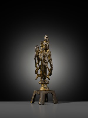 Lot 52 - A GILT-BRONZE FIGURE OF WILLOW GUANYIN, TANG DYNASTY