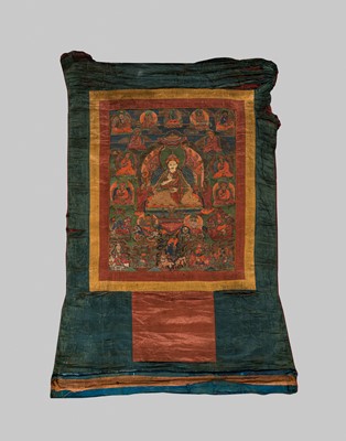 Lot 38 - A THANGKA OF PADMASAMBHAVA, BHUTAN, 18TH CENTURY