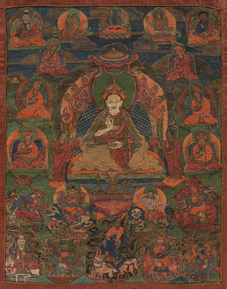 Lot 38 - A THANGKA OF PADMASAMBHAVA, BHUTAN, 18TH CENTURY