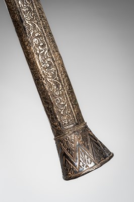 Lot 1380 - A HORN AND SILVER-ALLOY REPOUSSÉ DAGGER (GOLOK OR PEDANG), 19TH CENTURY
