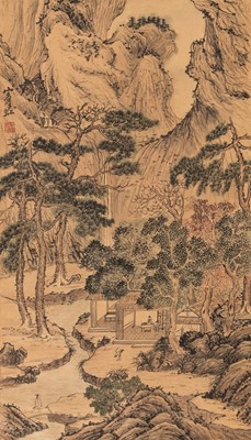 Lot 838 - AFTER HUANG BINHONG, A ‘MOUNTAIN AND WATERFALL’ SCROLL PAINTING