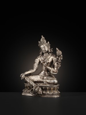 A SILVER FIGURE OF SYAMATARA, QING DYNASTY, 18TH-19TH CENTURY