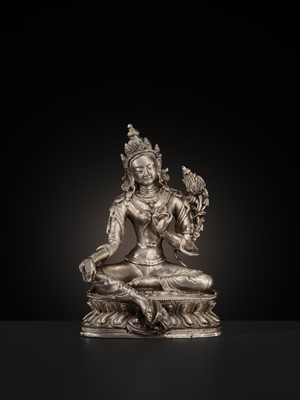 A SILVER FIGURE OF SYAMATARA, QING DYNASTY, 18TH-19TH CENTURY
