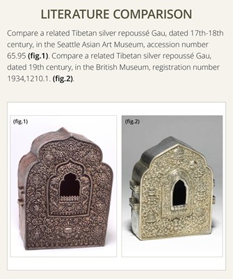 Lot 33 - A FINE SILVER REPOUSSÉ GAU WITH DRAGONS, TIBET, 19TH-EARLY 20TH CENTURY