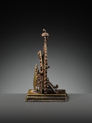 A GILT-BRONZE CAST AND REPOUSSÉ ISHTADEVATA SHRINE, NEPAL, DATED 1824