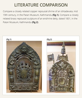 A GILT-BRONZE CAST AND REPOUSSÉ ISHTADEVATA SHRINE, NEPAL, DATED 1824