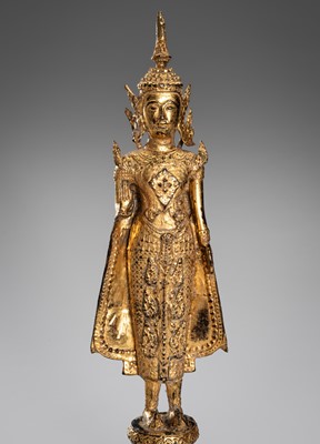 Lot 1328 - A GILT-BRONZE FIGURE OF BUDDHA, RATTANAKOSIN KINGDOM, 19TH CENTURY