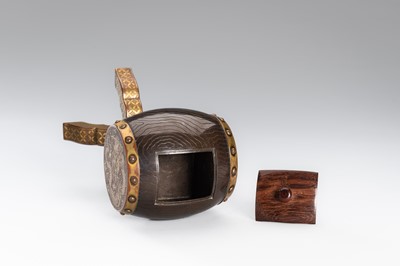 Lot 19 - A GILT-METAL AND BRONZE INCENSE BURNER IN THE FORM OF A KANKO DRUM