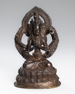 Lot 723 - A BRONZE FIGURE OF A SHADAKSHARI LOKESHVARA, 17TH CENTURY