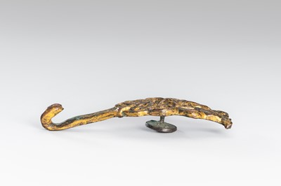 TWO ARCHAISTIC GILT-BRONZE ‘MYTHICAL BEAST’ BELT HOOKS