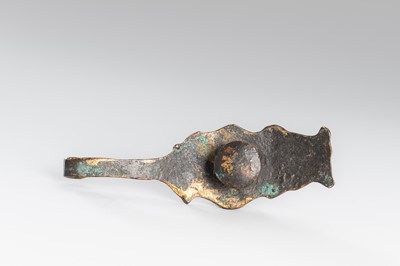 TWO ARCHAISTIC GILT-BRONZE ‘MYTHICAL BEAST’ BELT HOOKS