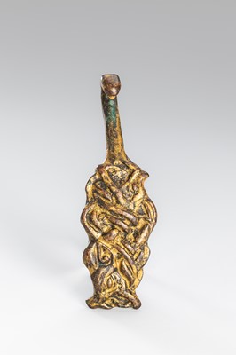 TWO ARCHAISTIC GILT-BRONZE ‘MYTHICAL BEAST’ BELT HOOKS