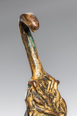 TWO ARCHAISTIC GILT-BRONZE ‘MYTHICAL BEAST’ BELT HOOKS