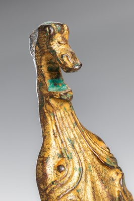 TWO ARCHAISTIC GILT-BRONZE ‘MYTHICAL BEAST’ BELT HOOKS