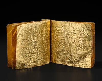 Lot 188 - AN EXCEEDINGLY RARE BUDDHIST GOLD SUTRA MANUSCRIPT, KHAROSTHI SCRIPT, ANCIENT REGION OF GANDHARA, CIRCA 1ST-4TH CENTURY