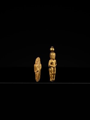 Lot 336 - A GROUP OF TWO GOLD ‘BOY’ BEADS, LATE GRECO BACTRIAN PERIOD OR EARLY KUSHAN EMPIRE