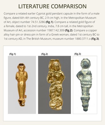 Lot 336 - A GROUP OF TWO GOLD ‘BOY’ BEADS, LATE GRECO BACTRIAN PERIOD OR EARLY KUSHAN EMPIRE