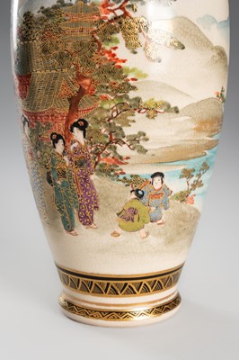 Lot 206 - JUNZAN: A PAIR OF SATSUMA EARTHENWARE VASES WITH COURT LADIES