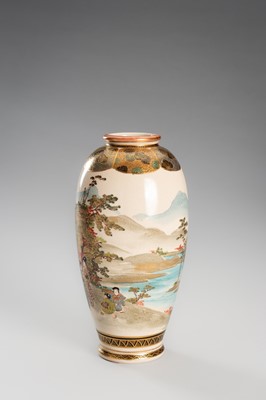 Lot 206 - JUNZAN: A PAIR OF SATSUMA EARTHENWARE VASES WITH COURT LADIES