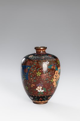 Lot 1549 - A FINE PAIR OF CLOISONNÉ VASES WITH FLOWERS