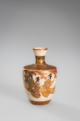 Lot 203 - A GROUP OF THREE MINIATURE SATSUMA PORCELAIN VASES