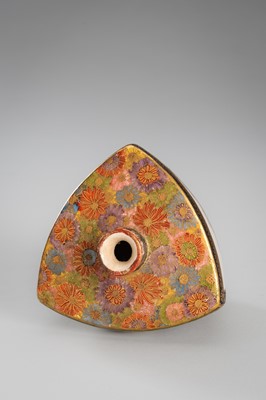 Lot 204 - A PAIR OF SMALL SATSUMA EARTHENWARE VASES