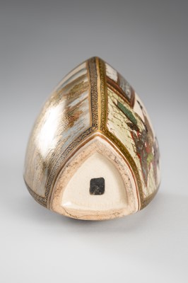 Lot 204 - A PAIR OF SMALL SATSUMA EARTHENWARE VASES