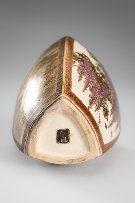 Lot 204 - A PAIR OF SMALL SATSUMA EARTHENWARE VASES