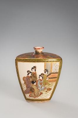 Lot 204 - A PAIR OF SMALL SATSUMA EARTHENWARE VASES