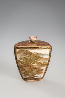 Lot 204 - A PAIR OF SMALL SATSUMA EARTHENWARE VASES