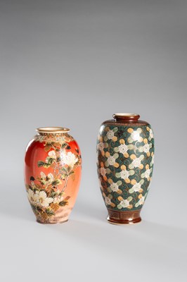 Lot 209 - A GROUP LOT WITH TWO SIGNED SATSUMA EARTHENWARE VASES
