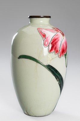 Lot 1548 - A LOT WITH TWO CLOISONNÉ ‘FLORAL’ VASES