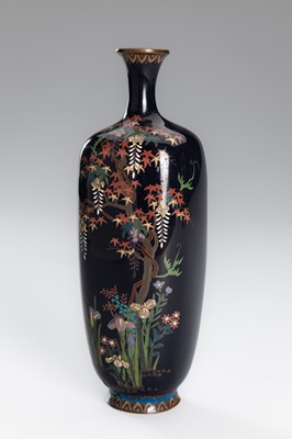 Lot 1548 - A LOT WITH TWO CLOISONNÉ ‘FLORAL’ VASES